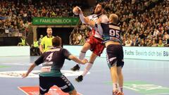 Imagen de un partido de la EHF Cup entre el F&uuml;chse Berl&iacute;n y el Balonmano Ciudad de Logro&ntilde;o.