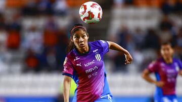 Alejandra Calderon of Monterrey during the Semifinal first leg match between Pachuca and Monterrey as part of the Liga BBVA MX Femenil, Torneo Apertura 2024 at Hidalgo Stadium on November 15, 2024 in Pachuca, Hidalgo, Mexico.