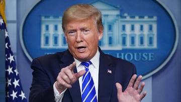 US President Donald Trump speaks during the daily briefing on the novel coronavirus, which causes COVID-19, in the Brady Briefing Room of the White House on April 23, 2020, in Washington, DC. (Photo by MANDEL NGAN / AFP)