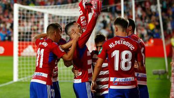 Jose Callejon, of Granada CF, scores the fourth goal of the game during the La Liga Smartbank match between Granada CF and Sporting de Gijon at Nuevo Los Carmenes Stadium on October 13, 2022 in Granada, Spain.
(Photo by Álex Cámara/NurPhoto via Getty Images)