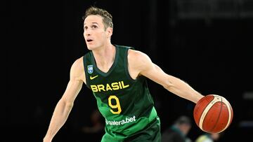 Melbourne (Australia), 14/08/2023.- Marcelinho Huertas of Brazil in action during a basketball match between Brazil and South Sudan in Melbourne, Australia, 14 August 2023. (Baloncesto, Brasil) EFE/EPA/JAMES ROSS AUSTRALIA AND NEW ZEALAND OUT
