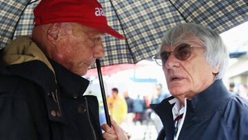 Niki Lauda y Bernie Ecclestone.