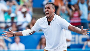 Nick Kyrgios celebra su victoria en las semifinales del Citi Open de Washington.