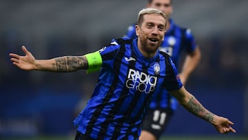 Papu G&oacute;mez celebra un gol con el Atalanta ante el Dinamo de Zagreb en un partido de Champions de 2019.