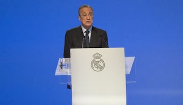Florentino Pérez, en la reciente Asamblea del Madrid.
