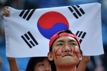 Hincha coreano lamentando el gol de Suecia.