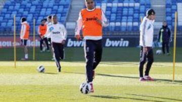 El centrocampista del Castilla Casemiro en un entrenamiento en Valdebebas.