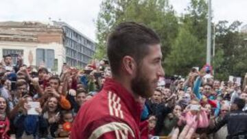 Sergio Ramos a la llegada de la Seleccion Española a Huelva