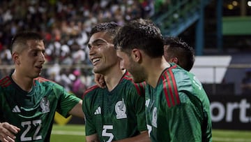  Johan Vasquez celebrates his goal 0-1 of Mexico  during the game Surinam vs Mexico National Team (Mexican National Team), corresponding to Group A of League A of the CONCACAF Nations League 2022-2023, at Dr. Ir. Franklin Essed Stadium, on March 23, 2023.

<br><br>

Johan Vasquez celebra su gol 0-1 de Mexico durante el partido Surinam vs Mexico (Seleccion Nacional Mexicana), correspondiente al Grupo A de la Liga A de la Liga de Naciones CONCACAF 2022-2023, en el Estadio Dr. Ir. Franklin Essed, el 23 de Marzo de 2023.