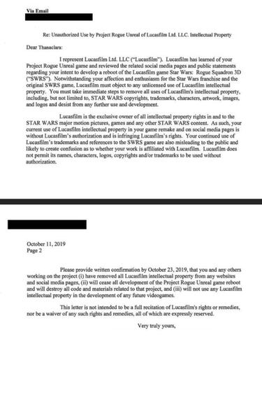 Lucasfilm cancela el remake fan de Star Wars: Rogue Squadron