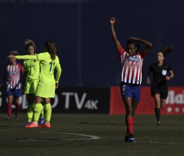 Ludmila Da Silva, del Atletico de Madrid Femenino,celebra el primer gol conseguido ante el FC Barcelona