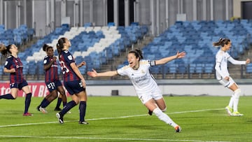 Ivana Andr¨¦s celebra el 1-0 del Real Madrid al Eibar en la jornada 20 de la Liga F.