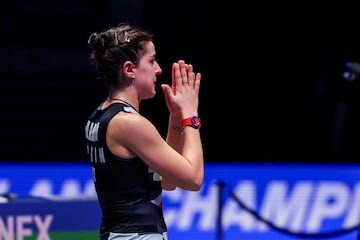 Carolina Marín llora de emoción tras ganar el All England Open.