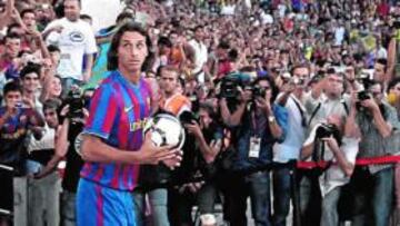 <b>DESEADO. </b>Zlatan Ibrahimovic, en su presentación con el Barça.