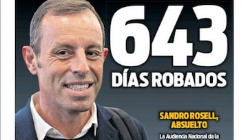 La absolución de Rosell, en las portadas de Barcelona