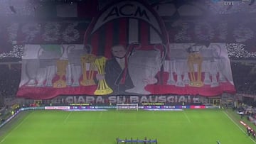 Espectacular tifo a Berlusconi en su último derbi de Milán