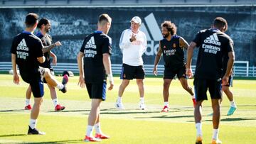 Ancelotti, en una sesión en Valdebebas.