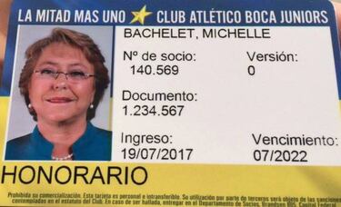 La Presidenta Bachelet se hizo socia honoraria de Boca Juniors