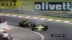 Adelantamiento de Piquet a Senna.