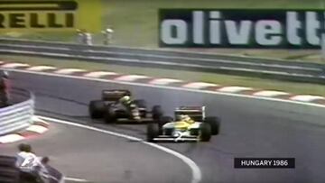 Adelantamiento de Piquet a Senna.