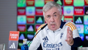 Carlo Ancelotti, durante su conferencia de prensa en Valdebebas.