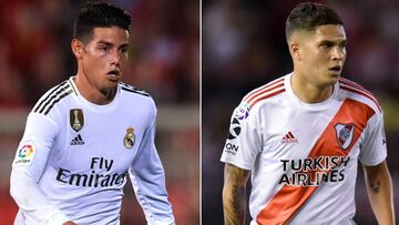 James Rodr&iacute;guez y Juan Fernando Quintero, jugadores colombianos