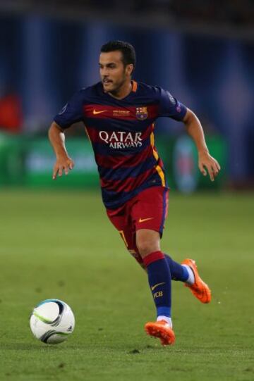 Pedro durante el partido de la Supercopa de Europa contra el Sevilla.