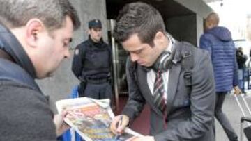 Vieirinha, hoy, a su llegada a Madrid.