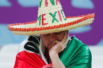LUSAIL CITY, QATAR - NOVEMBER 30: A fan of Mexico gestures prior to the FIFA World Cup Qatar 2022 Group C match between Saudi Arabia and Mexico at Lusail Stadium on November 30, 2022 in Lusail City, Qatar. (Photo by Khalil Bashar/Jam Media/Getty Images)