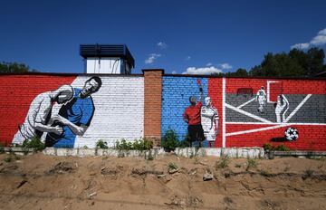 Pintada en un muro cerca de Samara del cabezazo de Zidane a Marco Materazzi.