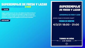 El Torneo SuperEmpuje de Lazar y Fresh se celebrar&aacute; de 18:00h a 21:00h CET del 3 de marzo de 2021 en Europa