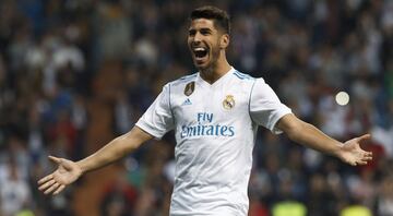 2-0. Marco Asensio celebrates his goal.