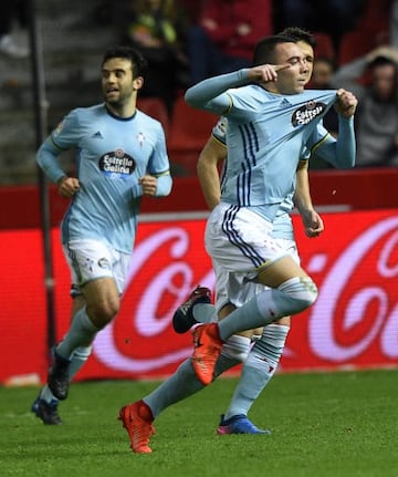 iago Aspas celebrates his goal.