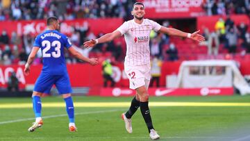 Rafa Mir celebra su gol al Getafe.