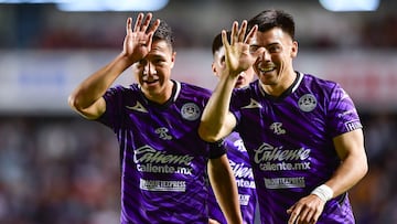 Andres Montano celebrates his goal 0-1 of Mazatlan during the 15th round match between Queretaro and Mazatlan FC part of the Torneo Clausura 2024 Liga BBVA MX at La Corregidora Stadium on April 12, 2024 in Santiago de Queretaro, Queretaro, Mexico.