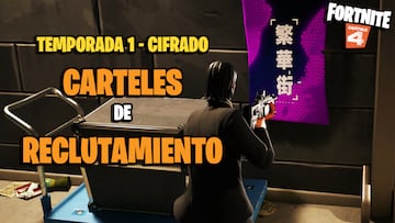 fortnite capitulo 4 temporada 1 misiones cifrado coloca carteles de reclutamiento