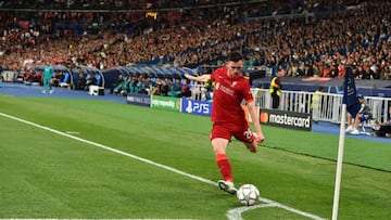 PARIS, FRANCE - MAY 28: ( THE SUN OUT,THE SUN ON SUNDAY OUT )  Andy Robertson of Liverpool during the UEFA Champions League final match between Liverpool FC and Real Madrid at Stade de France on May 28, 2022 in Paris, France. (Photo by Andrew Powell/Liverpool FC via Getty Images)