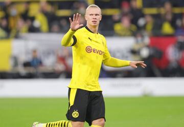 Erling Haaland of Borussia Dortmund reacts during the German SuperCup between Borussia Dortmund and Bayern Munich on August 17.