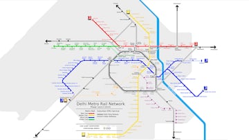 El suburbano del estado indio cuenta con 347,66 km pero sin contar la línea Aqua del metro de Noida. Además dispone de 253 estaciones en un total de 10 líneas. Se inauguró el 24 de diciembre de 2002.