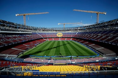 Aspecto del estado del Spotify Camp Nou durante la visita para periodistas.