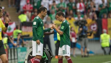 Momento en que Andr&eacute;s Guardado deja su lugar en el campo para Rafa M&aacute;rquez
 
 
 
 EN LA FOTO:
 
 
 
 Action photo during the match Germany vs Mexico, corresponding to Group F, match number 10 of the Russia 2018 Soccer World Cup at the Luzhnik&amp;#xed; Stadium in the city of Moscow.
 
 
 
 IN THE PHOTO: 
 
 
 
 