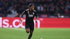 Besiktas' French defender Valentin Rosier runs with the ball during the UEFA Champions League Group C football match between Ajax Amsterdam and Besiktas at The Johan Cruijff ArenA in Amsterdam on September 28, 2021. (Photo by KENZO TRIBOUILLARD / AFP)