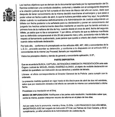 Ram¨ªrez present¨® una actitud "contumaz y rebelde"