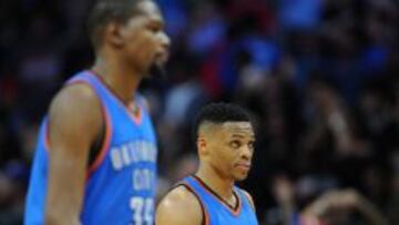 Kevin Durant y Russell Westbrook, de los Oklahoma City Thunder