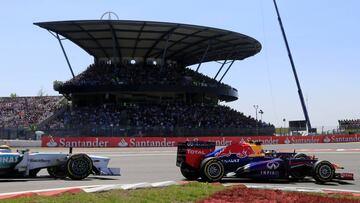 Webber, Vettel y Hamilton, en Nurburgring durante el GP de Alemania de 2013.