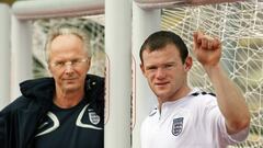 Eriksson y Rooney posan en un entrenamiento de preparaci&oacute;n para el Mundial de Alemania 2006.