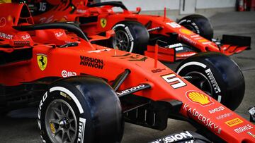 Los Ferrari SF90 de Vettel y Leclerc en Suzuka. Japón, F1 2019.