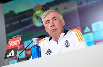 Ancelotti, hoy, en rueda de prensa.