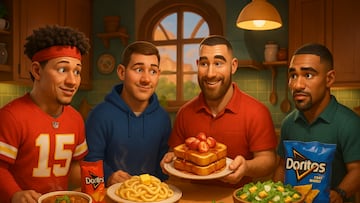 NFL players with snacks - artist's impression