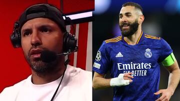El estramb¨®tico comentario de Ag¨¹ero sobre Benzema en pleno directo: las redes alucinan